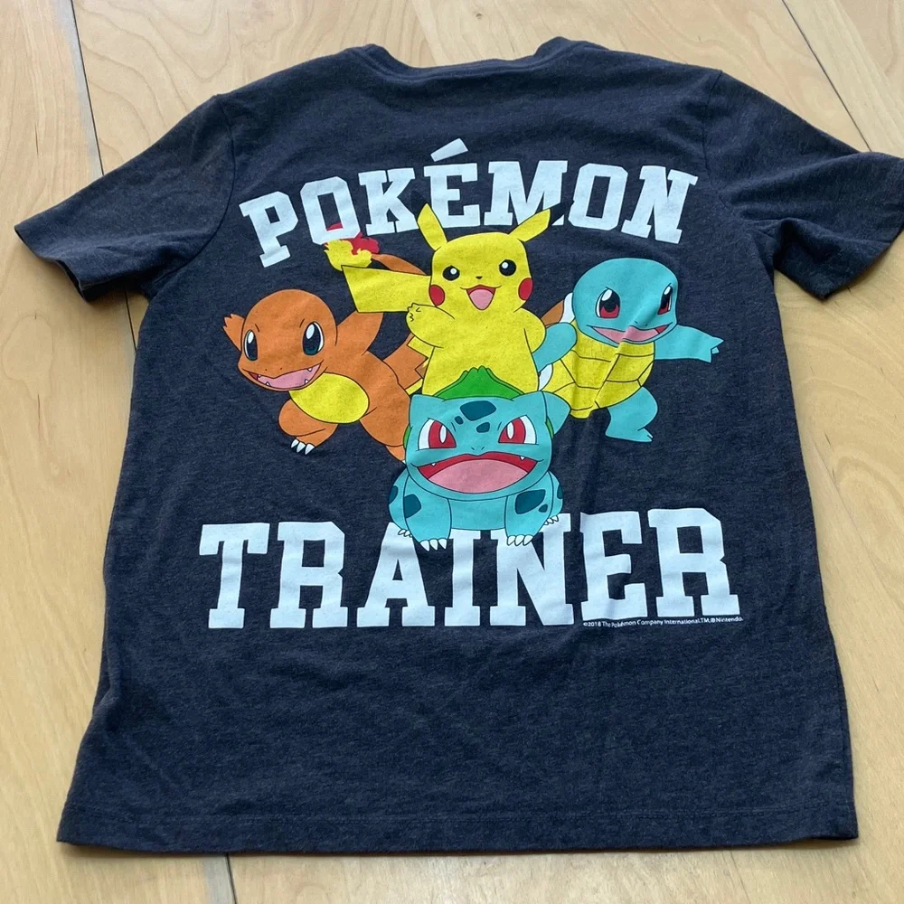 Old Navy Pokémon Dark Gray Kids Tee with White‎ Logo size 8